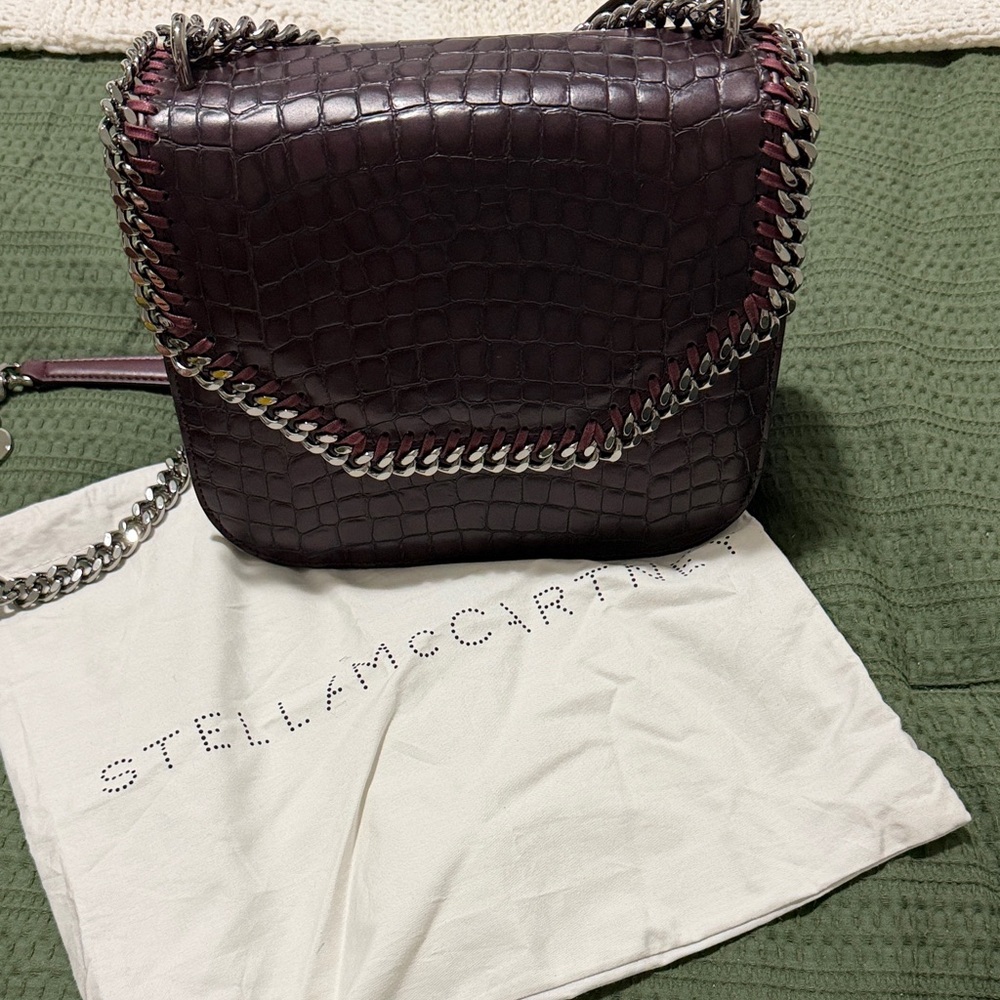 Stella McCartney Dark Purple Crossbody Bag with Chain Detail